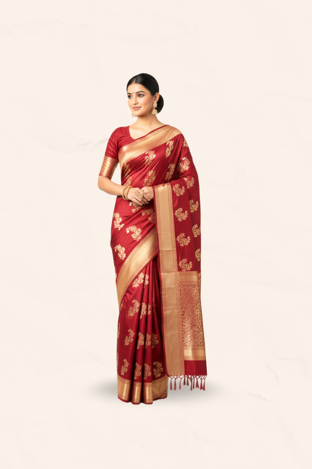 Nauvari Red Saree [RS]