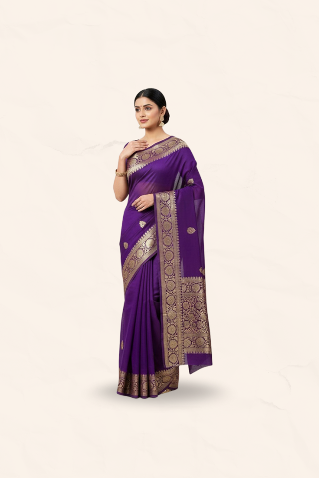 Nauvari Purple Saree [RS]